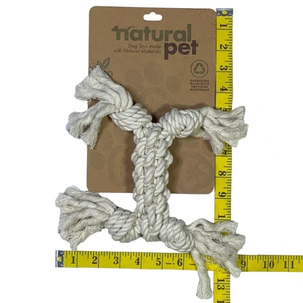 Natural Pet Rope Dog Toy Heavy Duty Fetch Tug Bone Made with Natural Materials